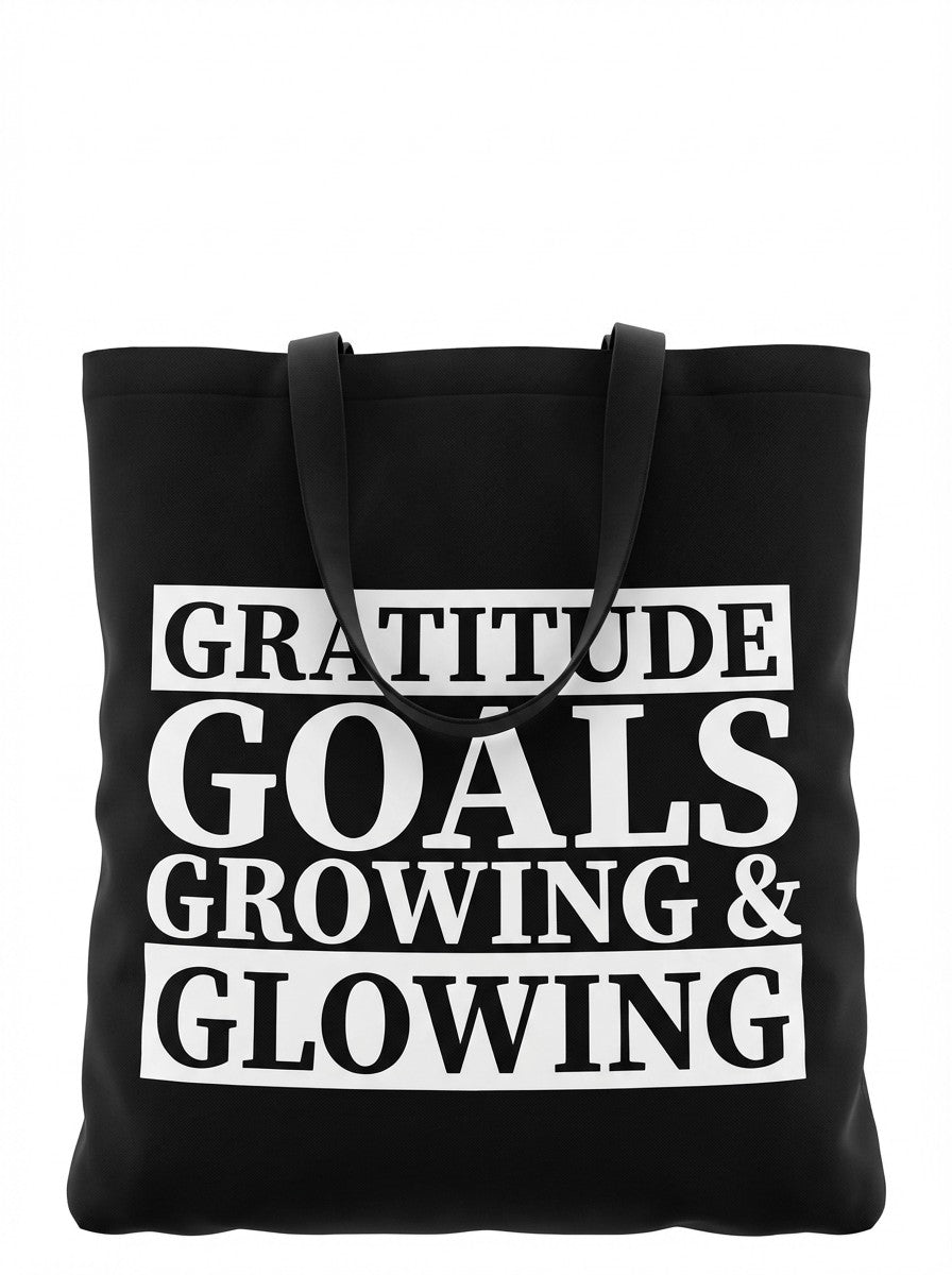 Gratitude, Goals, Glowing & Growing — Canvas Shoulder Tote
